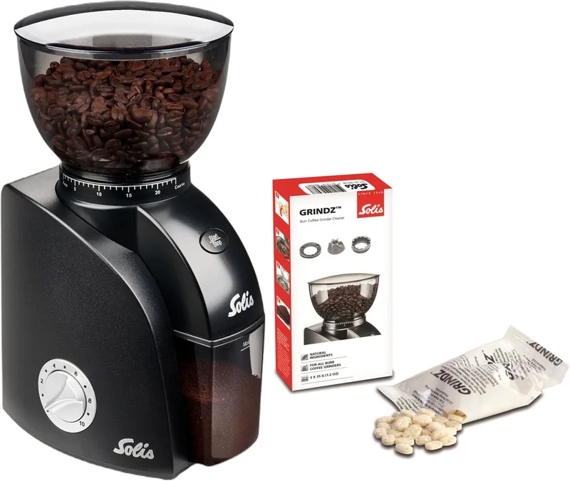 Scala Zero Static 1662 Coffee Grinder - Koffiemolen Elektrisch - Koffiemaler met 24 Maalinstellingen - Antistatisch - Inclusief Grindz Reiniging - Zwart van Solis in Zwart – productfoto