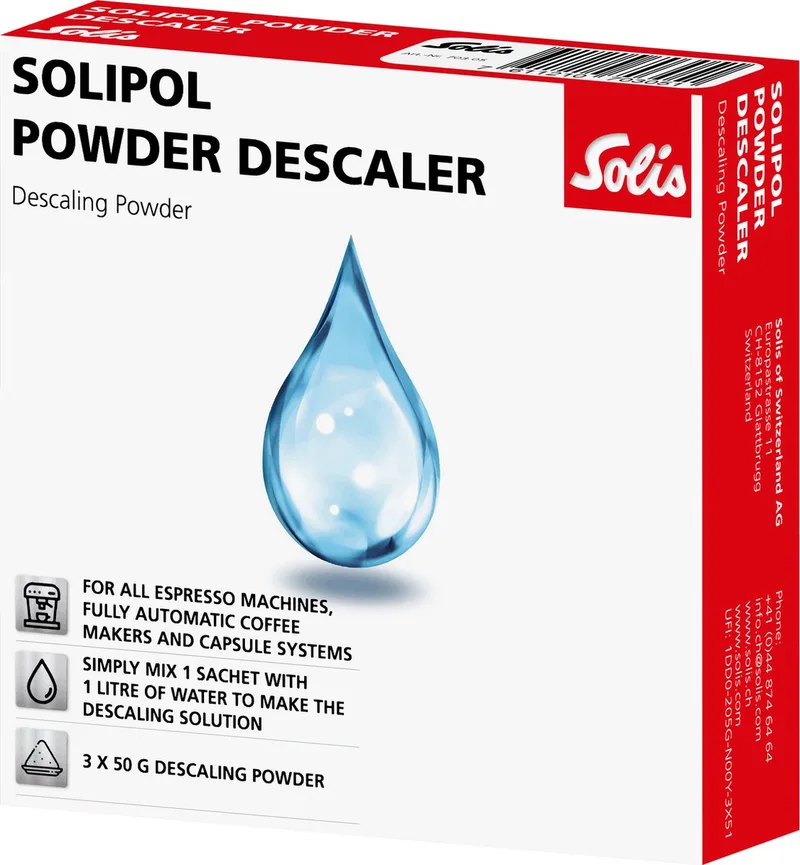 Solipol Powder Descaler Ontkalker Koffiemachine - Geschikt voor Capsulesystemen, Waterkokers en Andere Apparaten - Ontkalkingspoeder - 3x 50 gram van Solis – productfoto