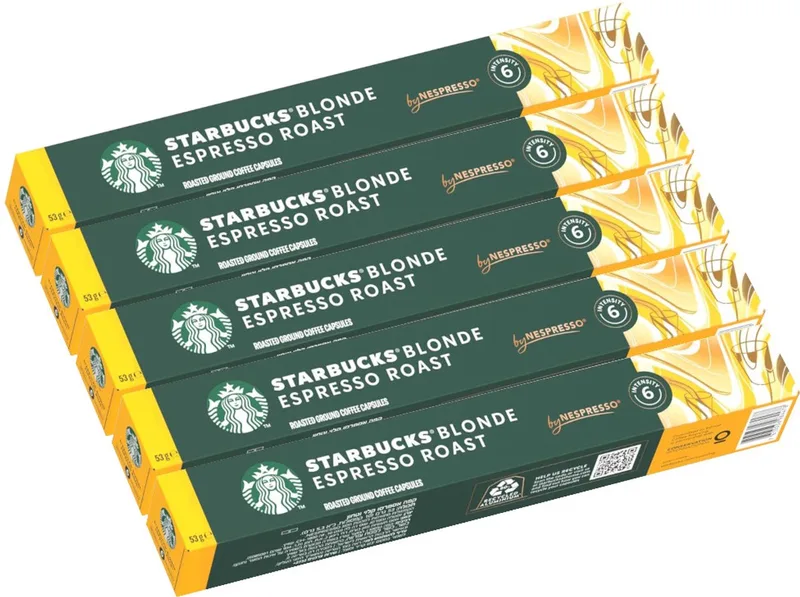 Blonde Espresso Roast - Multipack - 50 (5x10) Koffiecups Compatibel met Nespresso Coffee Machine fra Starbucks – produktbillede