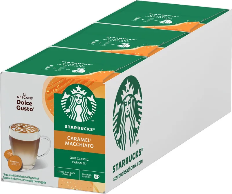 by Dolce Gusto capsules Caramel Macchiato - 36 koffiecups voor 18 koppen koffie van Starbucks – productfoto
