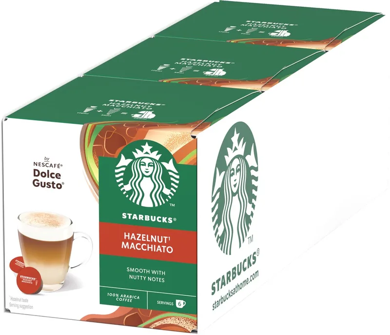 by Dolce Gusto capsules Hazelnut Macchiato - 36 koffiecups voor 18 koppen koffie van Starbucks – productfoto