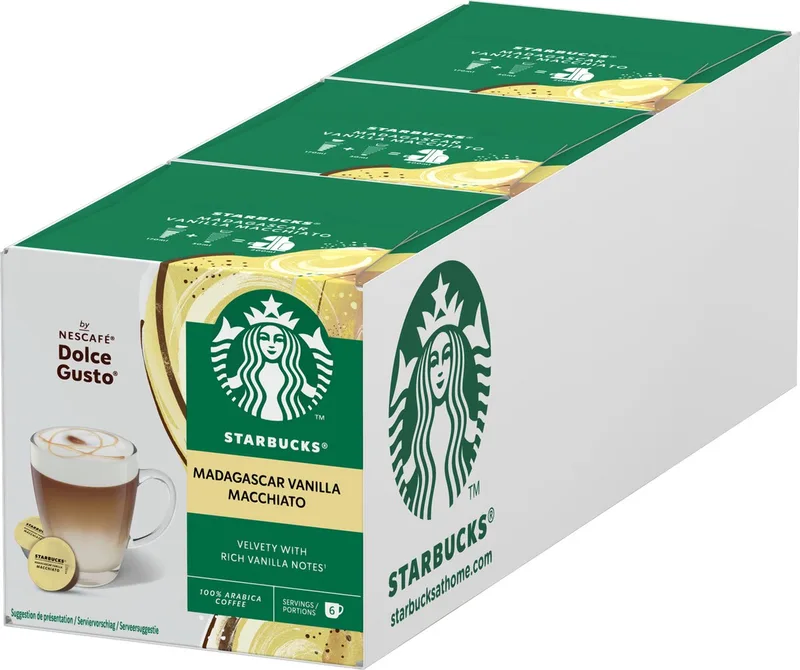 by Dolce Gusto capsules Madagascar Vanilla Macchiato - 36 koffiecups voor 18 koppen koffie van Starbucks – productfoto