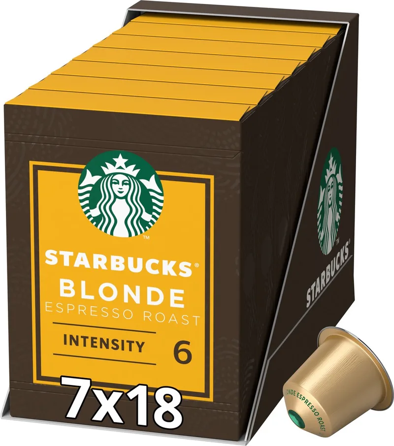 by Nespresso capsules Blonde Espresso Roast - 7 doosjes x 18 koffiecups - Voordeelverpakking van Starbucks – productfoto