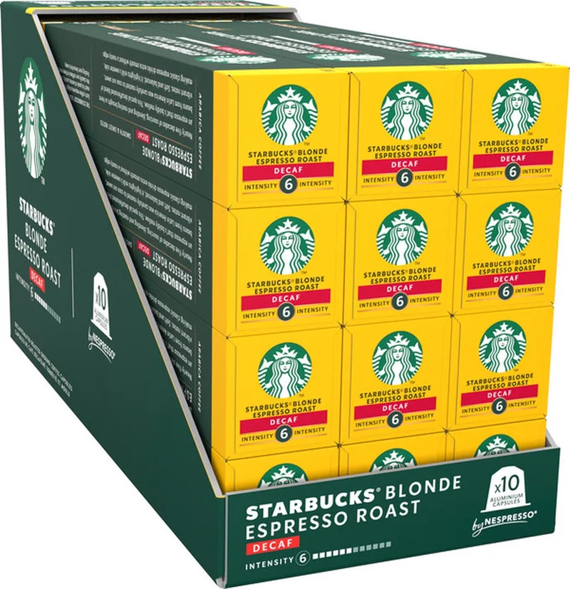 by Nespresso capsules Blonde Espresso Roast Decaf - 10 koffiecups x 12 doosjes från Starbucks – produktbild