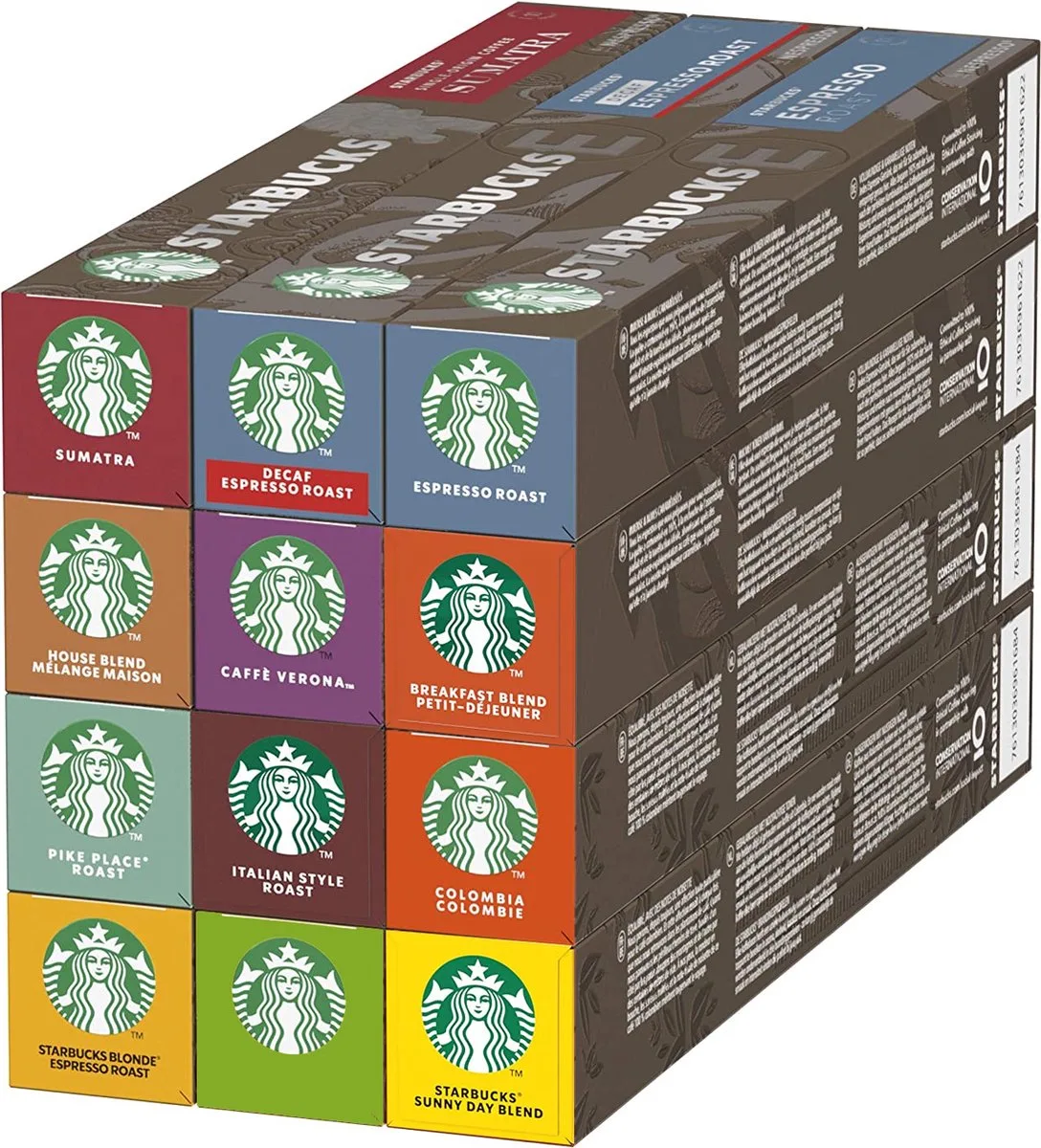 by Nespresso Probeerverpakking - 8 varianten - 12 x 10 capsules de Starbucks – photo produit