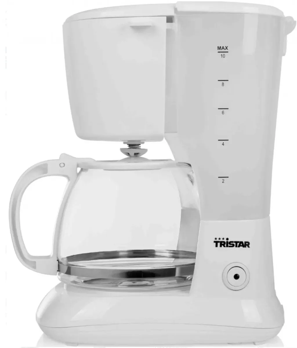 Cafetière filtre 750W, CM-1252, 1,25L, 10 tasses, adaptée au camping de Tristar en Blanc – photo produit
