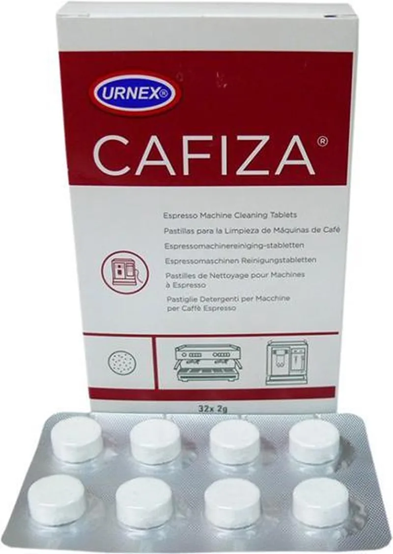 Cafiza - Espresso- en koffiemachine Reinigingstabletten 2g (coffee machine cleaning tablets) - 32 stuks van Urnex – productfoto