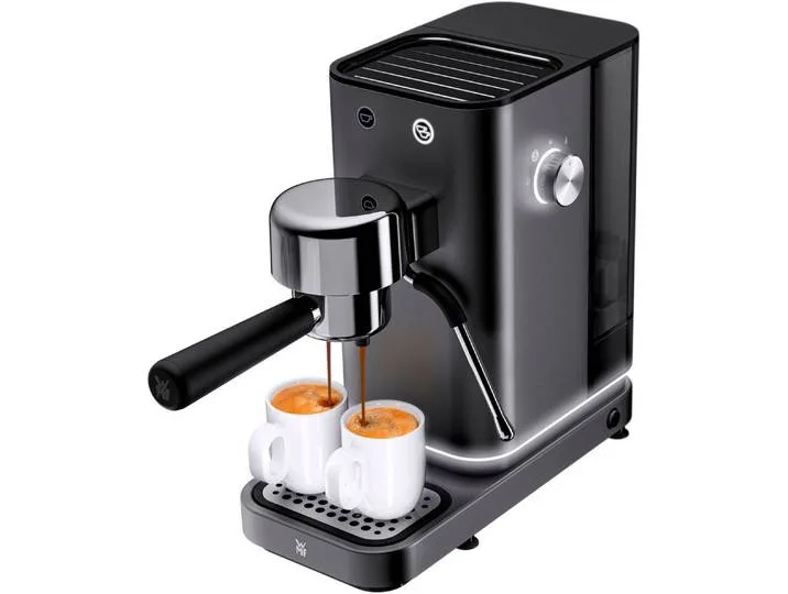 Espressomaschine Lumero Stone Grey, inkl. 3 Einsätzen & Abschlagbox, für 1-2 Tassen, kompakt, LED-Beleuchtung, 15 bar, 1350 Watt, 1-Loch-Milchschaumdüse fra WMF – produktbillede